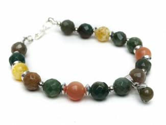 Armband van natuursteen en sterling zilver