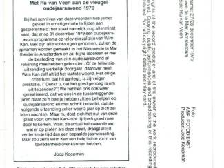 Cassettebandjes Wim Kan oudejaarsavond 1979 cassette ZGAN