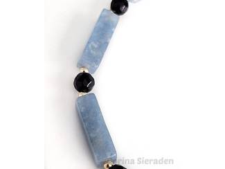 Armbanden Armband van blauwe aventurijn en vergulde accenten