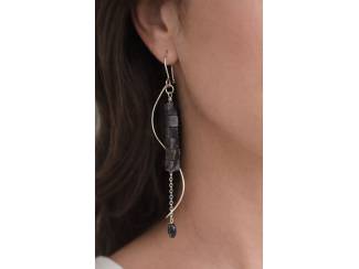 Sterling zilveren oorhangers met natuursteen