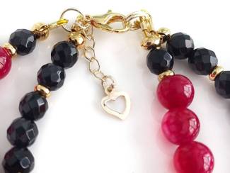 Armbanden Armband van natuursteen en vergulde accenten