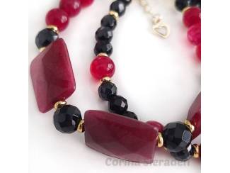 Armbanden Armband van natuursteen en vergulde accenten