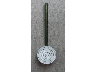 Emaille Emaille schuimspaan groen wit zeer mooie staat