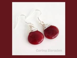 Zilveren oorhangers met natuursteen