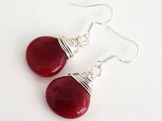 Oorbellen Zilveren oorhangers met natuursteen