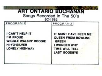 Cassettebandjes Art Ontario Buchanan Songs Recorded In The 50's 10 nrs ZGAN