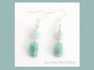 Zilveren oorhangers met natuursteen