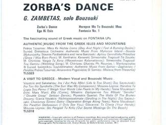Grammofoon / Vinyl G. Zambetas Zorba's Dance 4 nrs vinyl EP single 1965 ZGAN