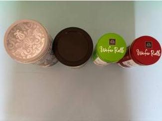 Blikken Vier koekblikken busmodel verschillende merken wafer wafel