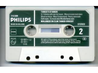 Cassettebandjes Malando And His Tango Orchestra &lrm;Tango's d'amor 12 nrs ZGAN
