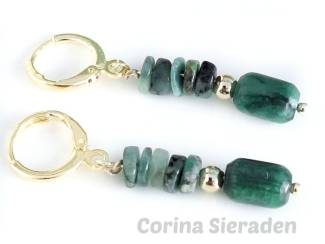 Oorbellen Vergulde oorringen met smaragd