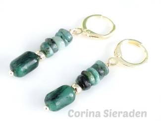 Oorbellen Vergulde oorringen met smaragd