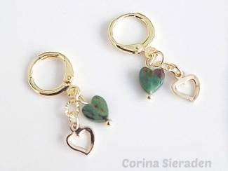 Armbanden Vergulde sieradenset met chrysocolla