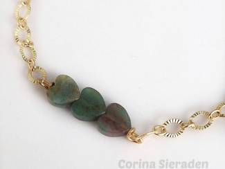 Armbanden Vergulde sieradenset met chrysocolla