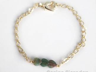 Armbanden Vergulde sieradenset met chrysocolla