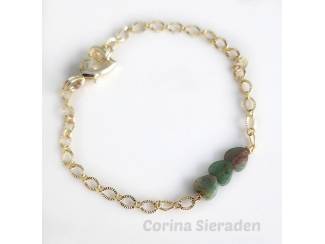 Armbanden Vergulde sieradenset met chrysocolla