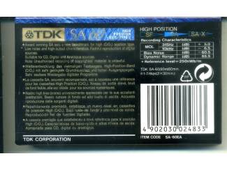Cassettebandjes TDK SA 60EA Type II cassette For CD NIEUW GESEALD