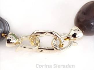 Armbanden Armband van natuursteen en vergulde accenten