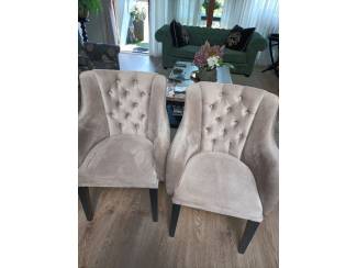 Stoelen 4 beige eetkamerstoelen