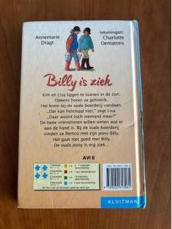 Kinderboeken AVI 6 Kim Wampie serie : Billy is ziek ( pony ) A. Dragt