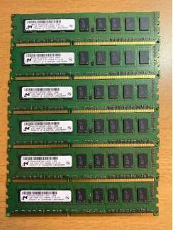 Computer componenten 6x 1GB DDR3 ECC servergeheugen &ndash; Micron PC3-10600E &ndash; totaal 6