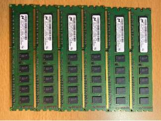 Computer componenten 6x 1GB DDR3 ECC servergeheugen &ndash; Micron PC3-10600E &ndash; totaal 6
