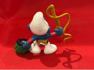 Poppetjes en Figuurtjes Junglesmurf tarzansmurf dompteursmurf met zweep en plateau. Hoogt