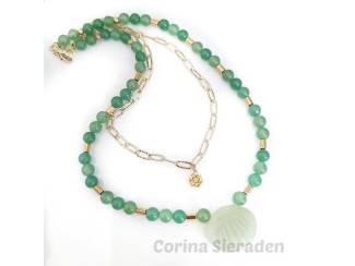 Ketting van natuursteen en messing