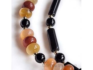 Armbanden Armbandenset van jade, obsidiaan en vergulde accenten