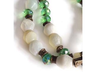 Armbanden Armband van jade, kristal en brons
