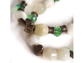 Armbanden Armband van jade, kristal en brons
