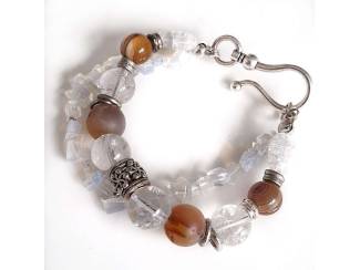 Armband van bergkristal en agaat