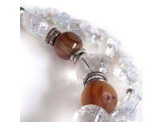 Armbanden Armband van bergkristal en agaat