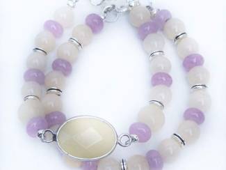Armbandenset van jade en morganiet AANBIEDING