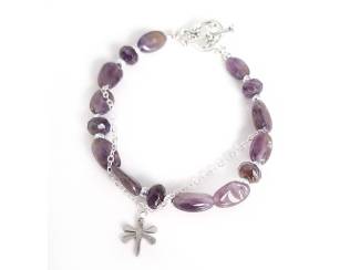 Armbanden Armband van amethist en hematiet