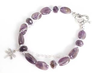 Armbanden Armband van amethist en hematiet