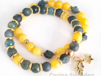 Armbanden Armbandenset van mosagaat en jade