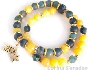 Armbanden Armbandenset van mosagaat en jade