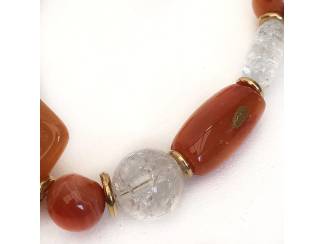 Armbanden Armband van carneool en bergkristal