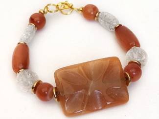 Armbanden Armband van carneool en bergkristal