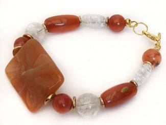 Armbanden Armband van carneool en bergkristal