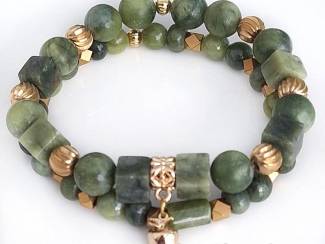 Armbanden Armbandenset van canada jade en messing