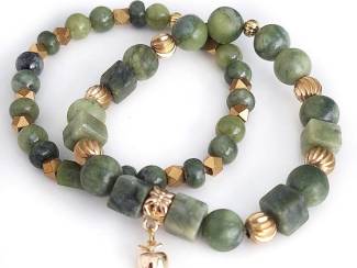 Armbanden Armbandenset van canada jade en messing