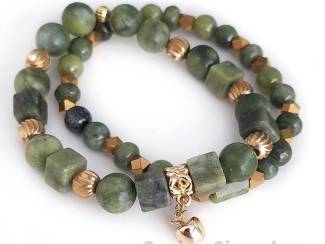 Armbanden Armbandenset van canada jade en messing