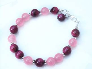 Armband van tiger eye, jade en hematiet
