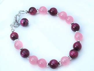 Armbanden Armband van tiger eye, jade en hematiet