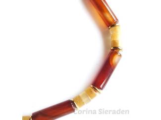 Armbanden Armband van jaspis, aventurijn en messing