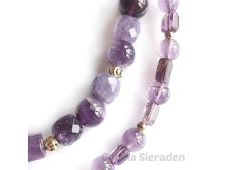 Armbanden Armband van amethist en vergulde accenten