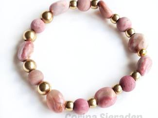 Armbanden Armband van rhodochrosiet en messing
