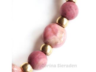 Armbanden Armband van rhodochrosiet en messing